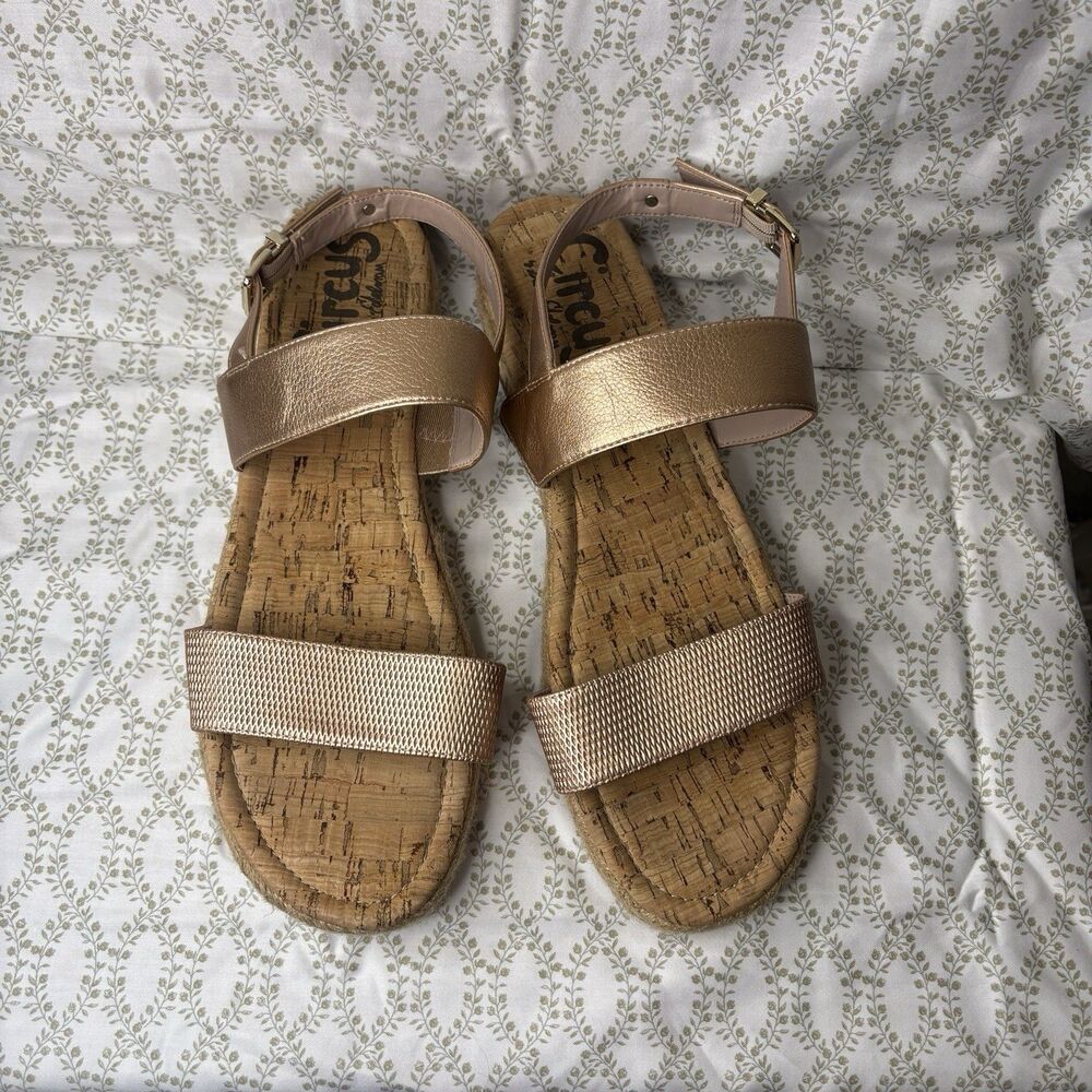 Circus by Sam Edelman Women's Sandals Rose Gold With Cork Insoles Size 38/7.5